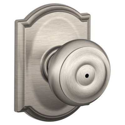 SCHLAGE F40GEO619CAM F40 GEO 619 CAM Camelot Collection Georgian Privacy Knob, Satin Nickel