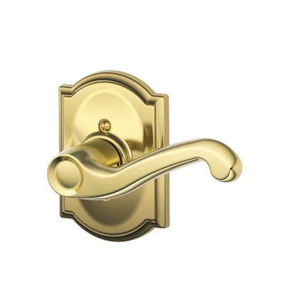 SCHLAGE F170FLA605CAMRH F170 FLA 605 CAM RH Camelot Collection Right Hand Flair Decorative Trim Lever, Bright Brass