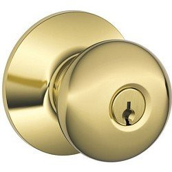 SCHLAGE F51APLY505  Lifetime Polished Brass Plymouth Keyed Entry F51A Panic Proof Door Knob