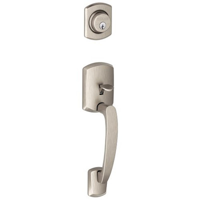 SCHLAGE F92GRW619 F92 GRW 619 Greenwich Exterior Half of Dummy Handleset Lever, Satin Nickel