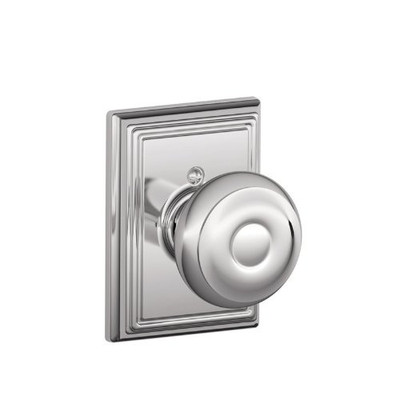 SCHLAGE F170GEO625ADD Lock Company Polished Chrome Single Dummy Georgian Door Knob with the Decorative Addison Rose.
