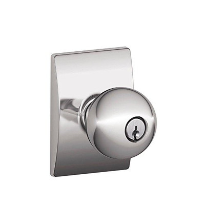 SCHLAGE F51AORB625CEN F51A ORB 625 CEN Century Collection Orbit Keyed Entry Knob, Bright Chrome