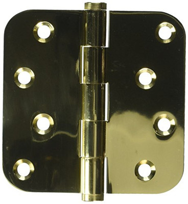 Deltana DSB4R53-RZ  4 x 4 x 0.62 in. Radius Hinge - Zig-Zag, Bright Brass - Solid Brass - Pack of 2