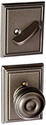 SCHLAGE F94GEO621ADD Lock Company Distressed Nickel Interior Pack Georgian Knob Dummy Interior Pack with Deadbolt Cover Plate and Decorative Addison Rose