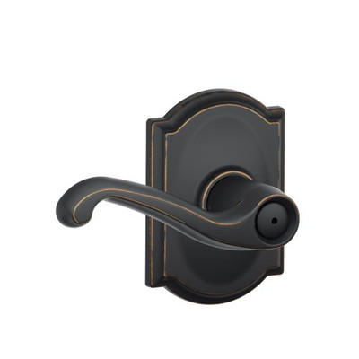 SCHLAGE F40FLA716CAM F40 FLA 716 CAM Camelot Collection Flair Privacy Lever, Aged Bronze