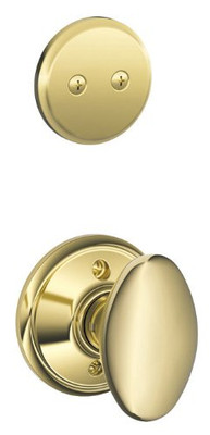 SCHLAGE F94SIE605 F94-SIE Siena Knob Dummy Interior Pack from the F-Series, Polished Brass