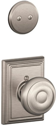 SCHLAGE F94GEO619ADD Lock Company Georgian Knob Dummy Interior Pack with Deadbolt Cover Plate, Satin Nickel