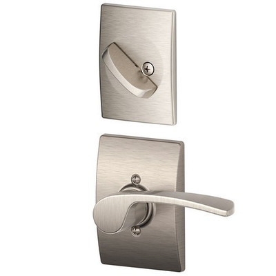 SCHLAGE F59MER619CENLH F59 Merano With Century Rose Left Hand Interior Active Trim with 12326 Latch and 10027 Strike Satin Nickel Finish