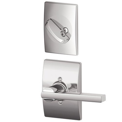 SCHLAGE F59LAT625CEN F59 Latitude With Century Rose Interior Active Trim with 12326 Latch and 10027 Strike Bright Chrome Finish