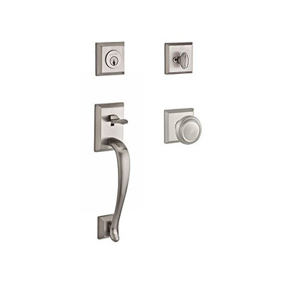 Baldwin SCNAPXTRATSR150  Reserve Single Cylinder Handleset Napa x Traditional with Traditional Square Rose in Satin Nickel Finish