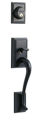 SCHLAGE F62ADD622PLY F62-ADD-PLY Double Cylinder Addison Handleset with Plymouth Interior Kno, Matte Black