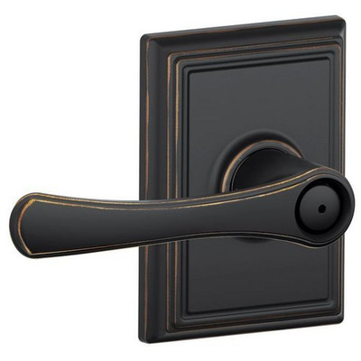 SCHLAGE F40VLA716ADD F40-VLA-ADD Avila Privacy Door Lever Set with Decorative Addison Trim, Aged Bronze