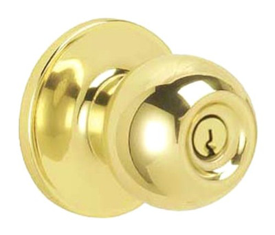 SCHLAGE J54CNA605 Dexter by  Corona Keyed Entry Knob, Bright Brass