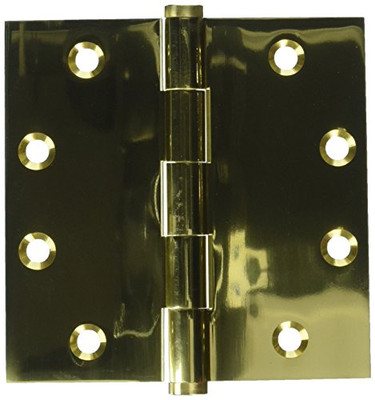 Deltana DSB453  4.5 x 4.5 in. Square Hinges, Bright Brass - Solid Brass - Pack of 2