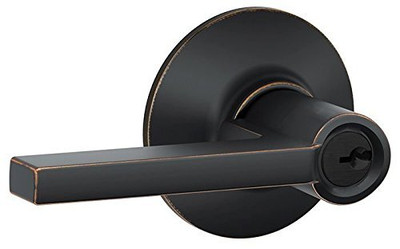 SCHLAGE F80LAT716 F80-LAT Latitude Storeroom Door Lever Set from the F-Series, Aged Bronze