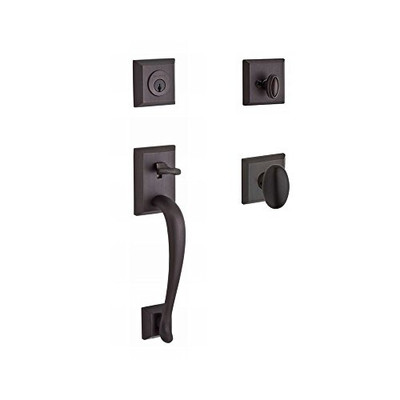 Baldwin SCNAPXELLTSR112  Reserve Single Cylinder Handleset Napa x Ellipse with Traditional Square Rose in Aged Bronze Finish