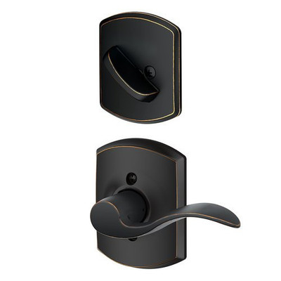 SCHLAGE F59ACC716GRWLH Lock Company Accent Left Handed Lever Single Cylinder Interior Pack wi, Aged Bronze