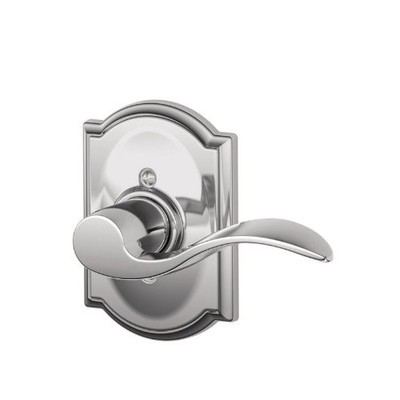 SCHLAGE F170ACC625CAMRH Lock Company Polished Chrome Single Dummy Accent Door Lever with the Decorative Camelot Rose for Right Handed Doors.