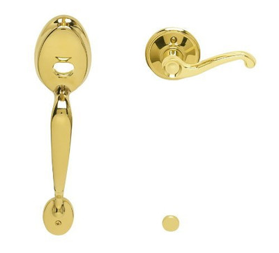 SCHLAGE FE285PLY505FLALH  Lifetime Polished Brass Plymouth Lower Handleset for Electronic Keypad with Flair Interior Left Handed Lever