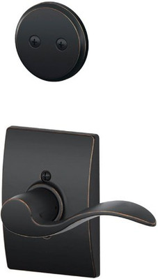 SCHLAGE F94ACC716CENLH Lock Company Accent Lever Left Handed Dummy Interior Pack with Deadbol, Aged Bronze