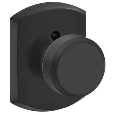 SCHLAGE F170BWE622GRW F170-BWE-GRW Bowery Single Dummy Door Knob with Decorative Greenwich Ros, Matte Black