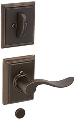 SCHLAGE F94ACC716ADDRH Lock Company Accent Lever Right Handed Dummy Interior Pack with Deadbo, Aged Bronze