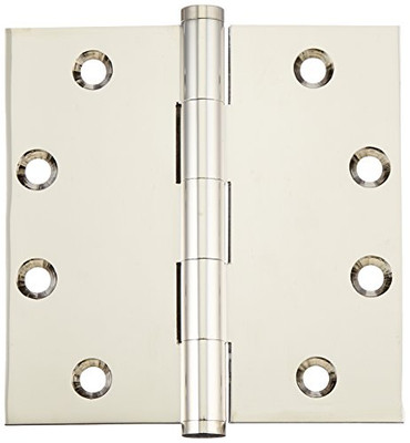 Deltana DSB4514  4.5 x 4.5 in. Square Hinges, Bright Nickel - Solid Brass - Pack of 2