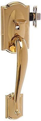 SCHLAGE FE285CAM505ACCLH Camelot Handleset, Lower Half, with Accent Left-Handed Lever (Bright Brass)