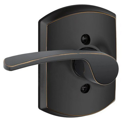 SCHLAGE F170MER716GRWLH Lock Company Merano Left Handed Single Dummy Door Lever with Decorati, Aged Bronze
