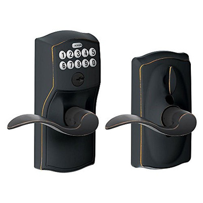 SCHLAGE FE595CAM716ACC FE595 CAM 716 ACC Camelot Keypad Entry with Flex-Lock and Accent Levers, Aged Bronze