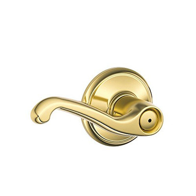 SCHLAGE F40FLA605625LH Ingersoll-Rand F40 FLA 605 625 Flair Bright Brass-Bright Chrome Split-Finish Left-Handed Bed and Bath Lever