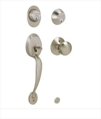 SCHLAGE F62PLY619PLY Ingersoll-Rand F62 PLY 619 PLY Plymouth Handleset with Plymouth Interior Knob Satin Nickel - Double Cylinder.