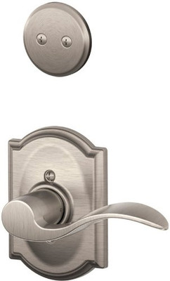 SCHLAGE F94ACC619CAMLH Lock Company Accent Lever Left Handed Dummy Interior Pack with Deadbolt, Satin Nickel