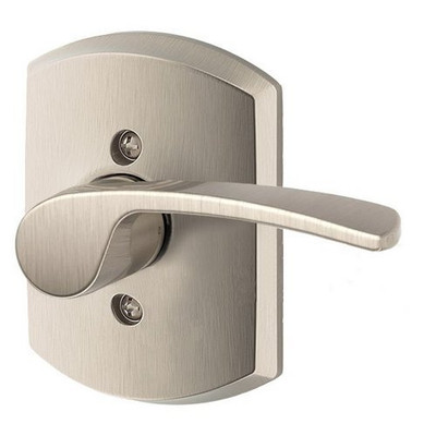 SCHLAGE F170MER619GRWRH Lock Company Merano Right Handed Single Dummy Door Lever with Decorat, Satin Nickel