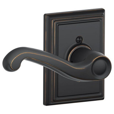 SCHLAGE F170FLA716ADDLH F170-FLA-ADD-LH Flair Left Handed Single Dummy Door Lever with Decorativ, Aged Bronze.