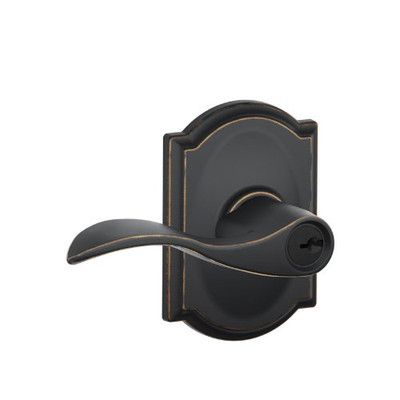 SCHLAGE F51AACC716CAM Lock Company F51A Accent 716 CAM Camelot Deco Rose Entry Door Lock Aged Bronze