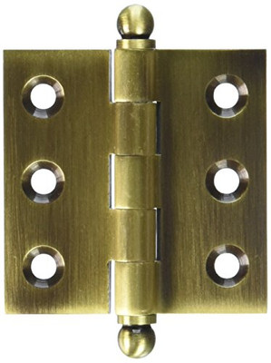 Deltana CH2020U5 2 in. x 2 in. Solid Brass Cabinet Hinge w Ball Tips - Pair (Set of 10) (Antique Brass).