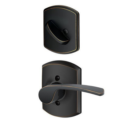 SCHLAGE F59MER716GRWLH Lock Company Merano Left Handed Lever Single Cylinder Interior Pack wi, Aged Bronze