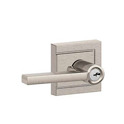 SCHLAGE F51ALAT619ULD F51A LAT 619 ULD Latitude Lever with Upland Trim Keyed Entry Lock, Satin Nickel