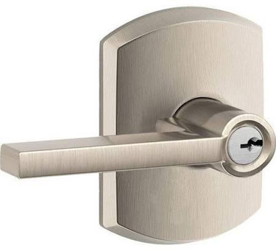 SCHLAGE F51ALAT619GRW Lock Company Greenwich Deco Rose Entry Door Lock Satin Nickel