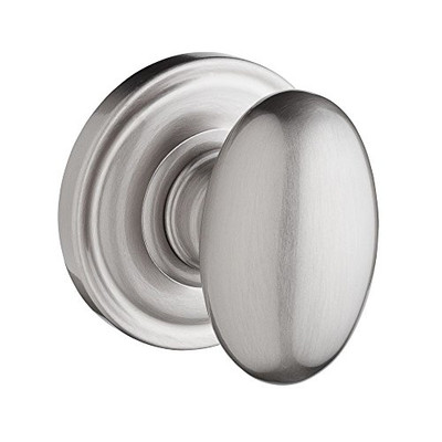 Baldwin PSELLTRR150 Hardware Reserve Ellipse Passage Knob with Traditional Round Rose in Satin Nickel Finish