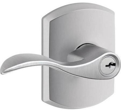 SCHLAGE F51AACC626GRW Lock Company Greenwich Deco Rose Entry Door Lock Satin Chrome