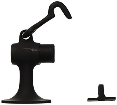 IVES FS44610B FS446 3 3/4" Height Cast Brass Floor Door Stop with Manual Hold-Open Hook, Oil Rubbed Bronze