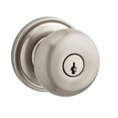 Baldwin ENROUTRR150 .6L.DS.CKY.KD Round Entry Knob with Traditional Round Rose, Satin Nickel