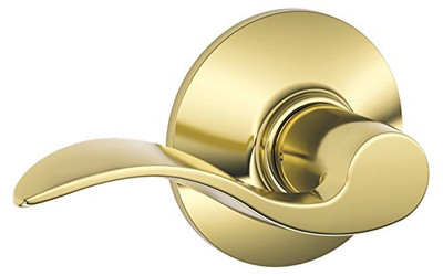SCHLAGE F10ACC605 Lever Lock Passage Accent Bright Brass Left Or Right Handed Ada Compliant Ansi Gr 2