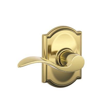 SCHLAGE F10ACC505CAM Camelot Trim with Accent Hall and Closet Lever, Bright Brass (F10 ACC 505 CAM)