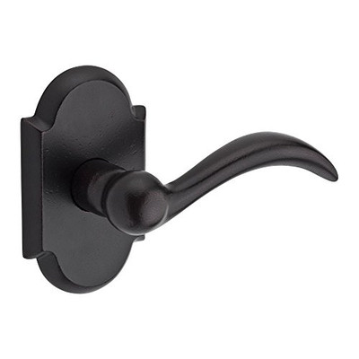Baldwin PVARCRRAR481 Hardware Reserve Arch Privacy Lever with Rustic Arch Rose in Dark Bronze Finish