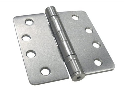 Deltana S44R4HDB15  Satin Nickel 4" x 4" Ball Bearing 1/4" Radius Corners Mortise Hinge - Pair