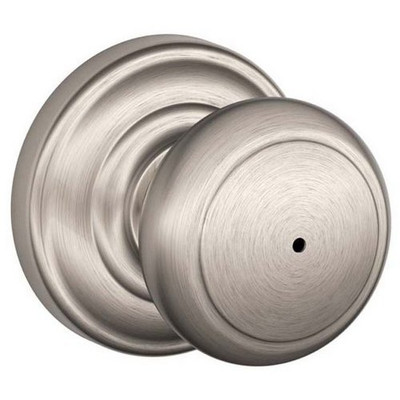SCHLAGE F40AND619AND Andover Satin Nickel Bed and Bath Privacy Knob