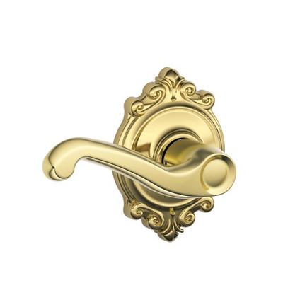 SCHLAGE F10FLA505BRK F10 FLA 505 BRK Brookshire Collection Flair Passage Lever, PVD Bright Brass